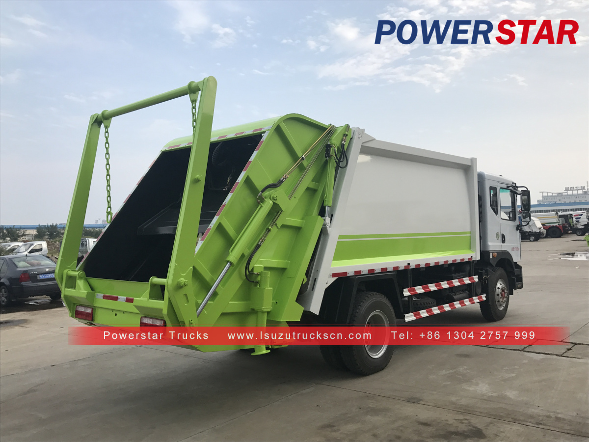 Venezuela 12m3 Rear loader Isuzu Hydraulic Pressing Garbage Trucks for sale