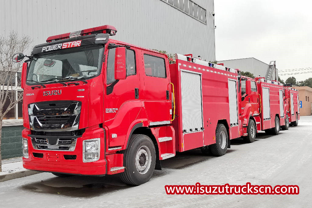 4 units Isuzu new GIGA fire water trucks ready for delivery to Philippines