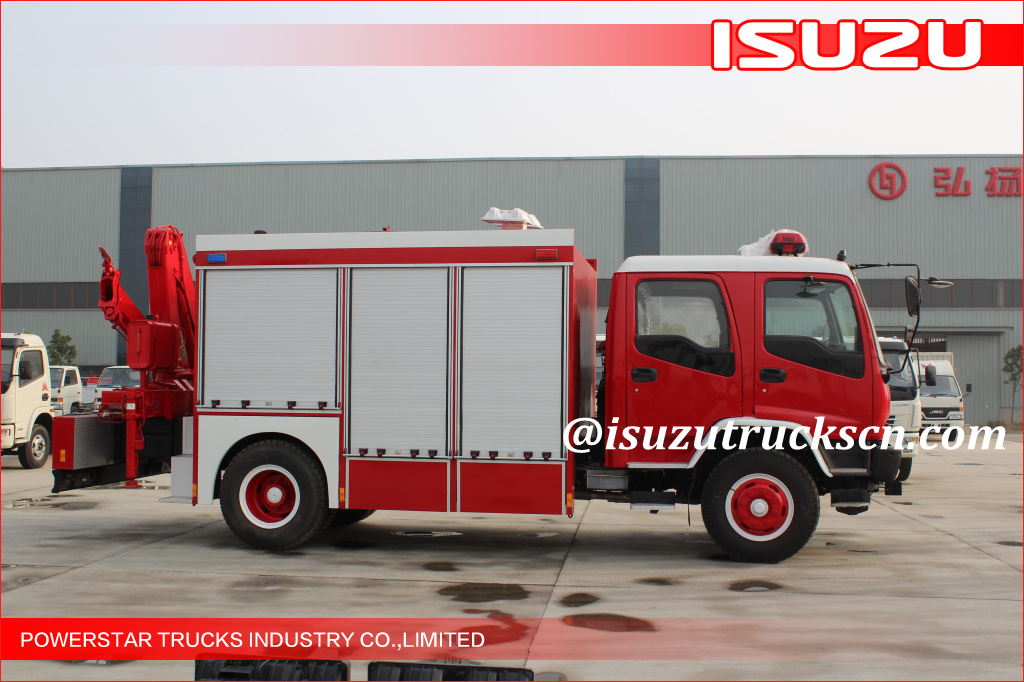 2015 Isuzu Lighting Emergency Rescue Vehicle Fire Truck with Truck Crane for LAOS