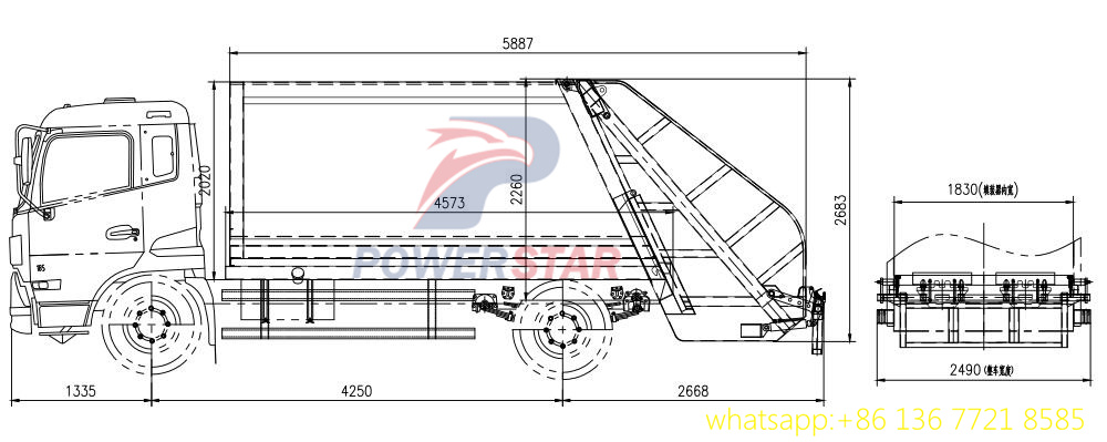 10m3 12m3 refuse compactor vehicle body kit up structure