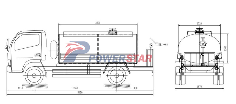 Technical drawing for water truck isuzu
