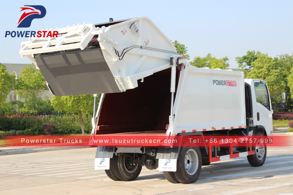Powerstar rubbish compactor trucks Isuzu industrial garbage compactor truck