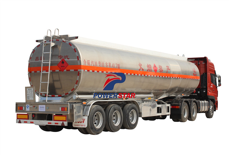 Powerstar ماركة Aluminium Alloy Feul Tanker Truck نصف مقطورة 3 مقطورة زيت المحور 40 م 3