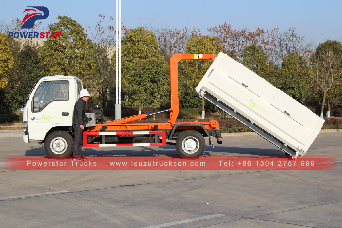 Powerstar 3tons Hooklift Refuse Collection Garbage Truck for sale