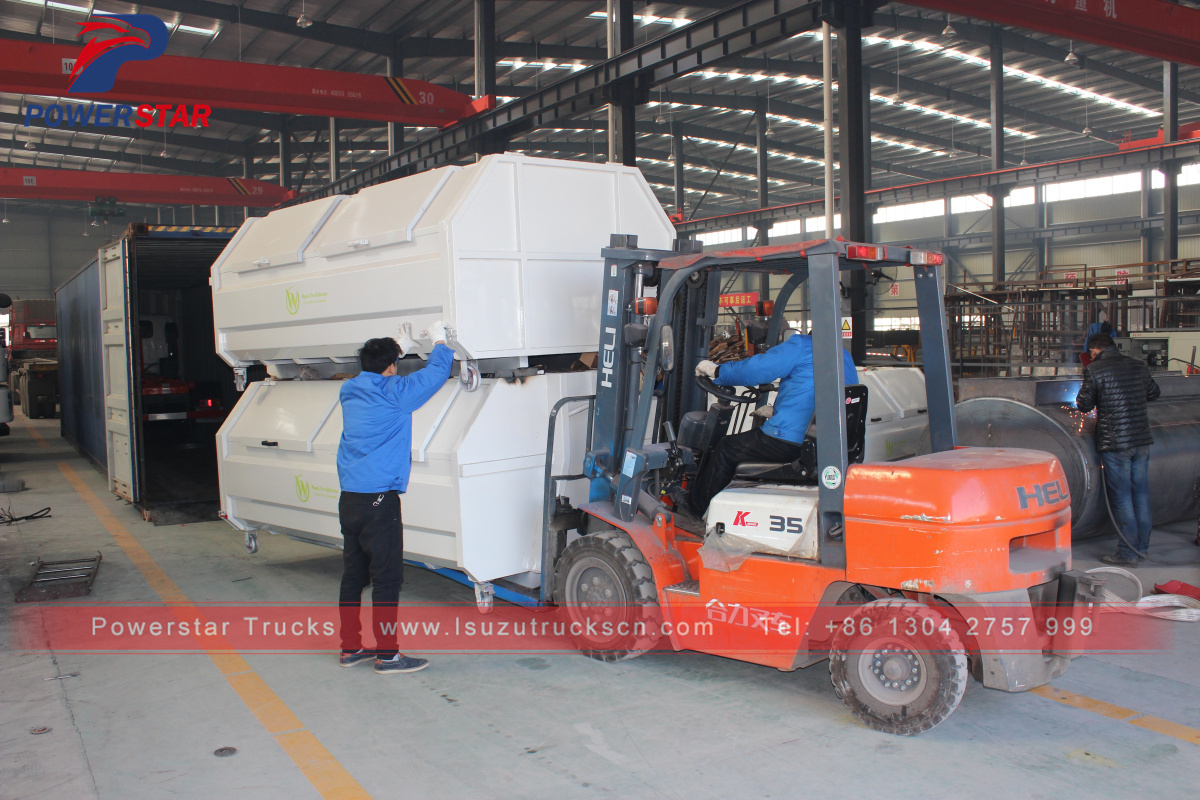 4m3 Isuzu self loading Hook lift garbage truck for sale