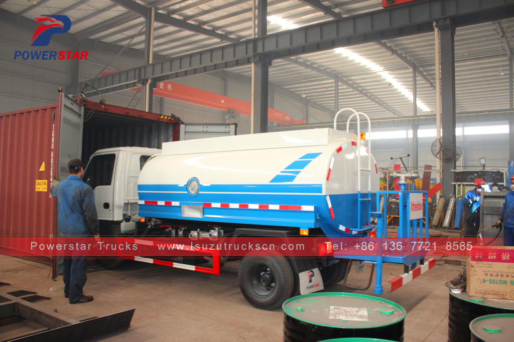 Philippines 5cbm Isuzu green water spray tanker truck for sale