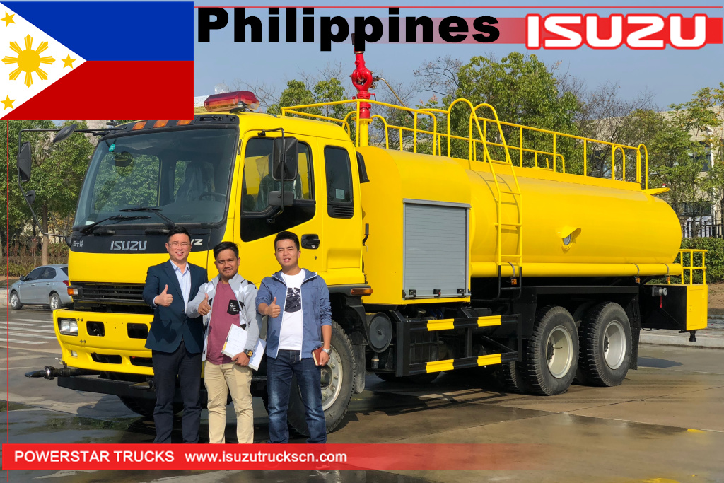 Philippines ISUZU FVZ road sprinkler water tank fire truck 14000L water bowser truck for sale