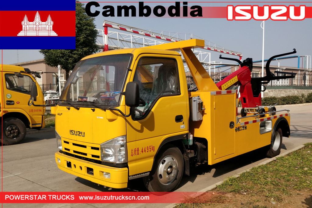 cambodia market ISUZU Small Wrecker Tow Truck for sale
