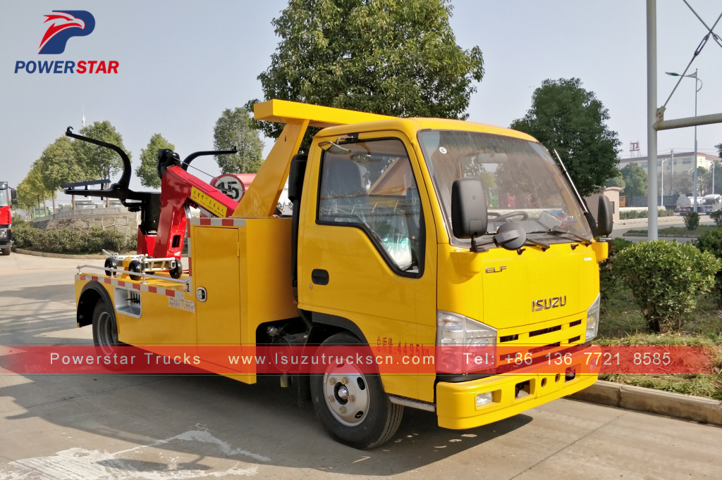Cambodia ISUZU wrecker tow truck medium duty road recovery vehicle for sale