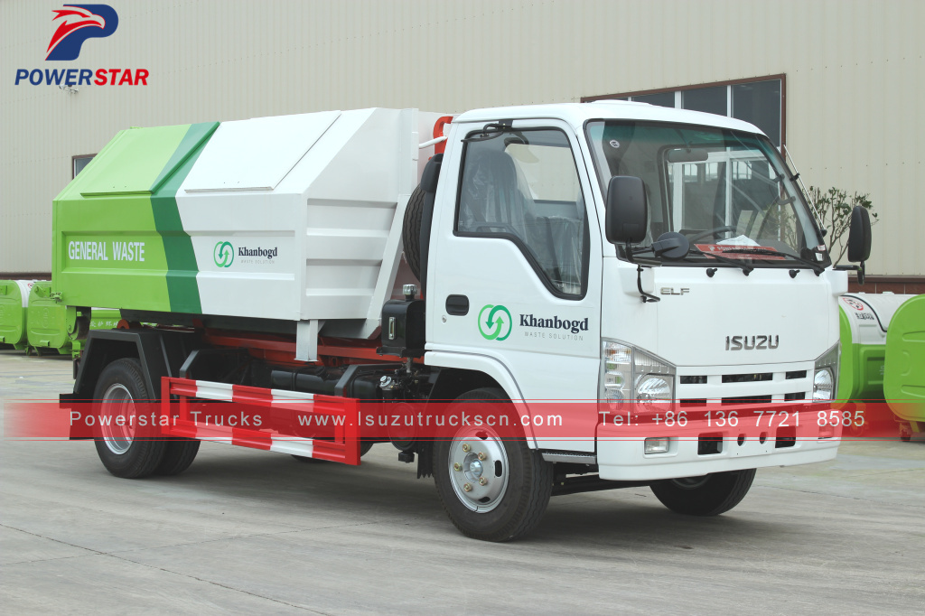 Mongolia Isuzu Carriage detachable garbage hooklift truck