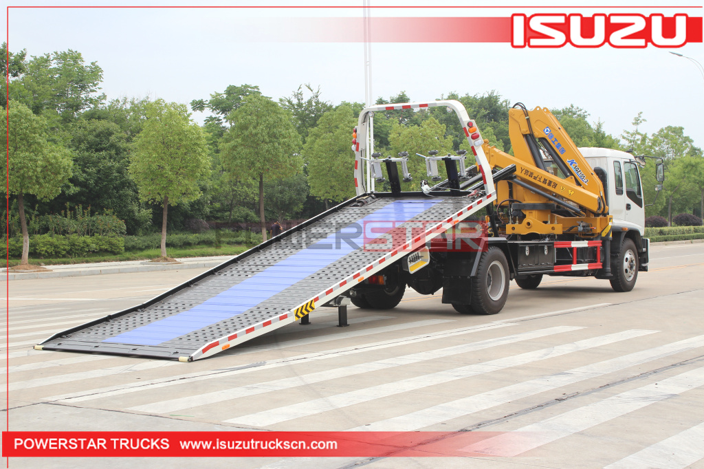 10Tons Isuzu Breakdown recovery truck FTR FVR Flatbed wrecker carrier with crane
