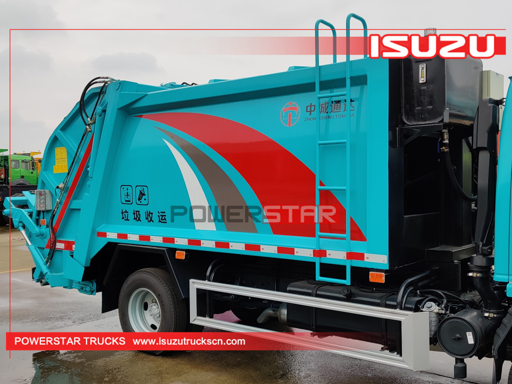 منغوليا جديد ISUZU 4-5 طن NKR NPR 130HP شاحنة القمامة الهيدروليكية المطحنة للبيع