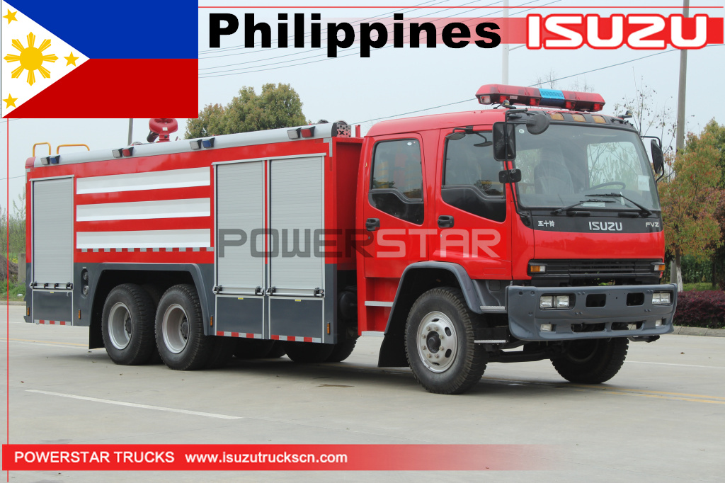 الفلبين ايسوزو FVZ 4X2 6X4 10000 لتر خزان المياه الرغوية شاحنة مكافحة الحرائق للمبيعات