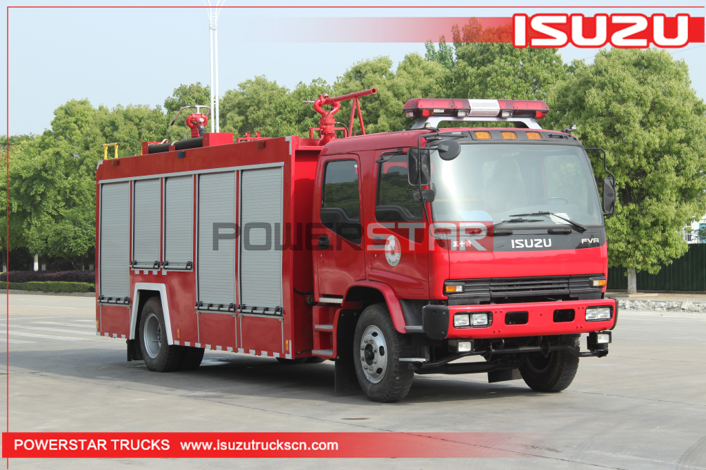6Tons ISUZU FVR Water Foam Powder Tank Fire Fighting Trucks for sale