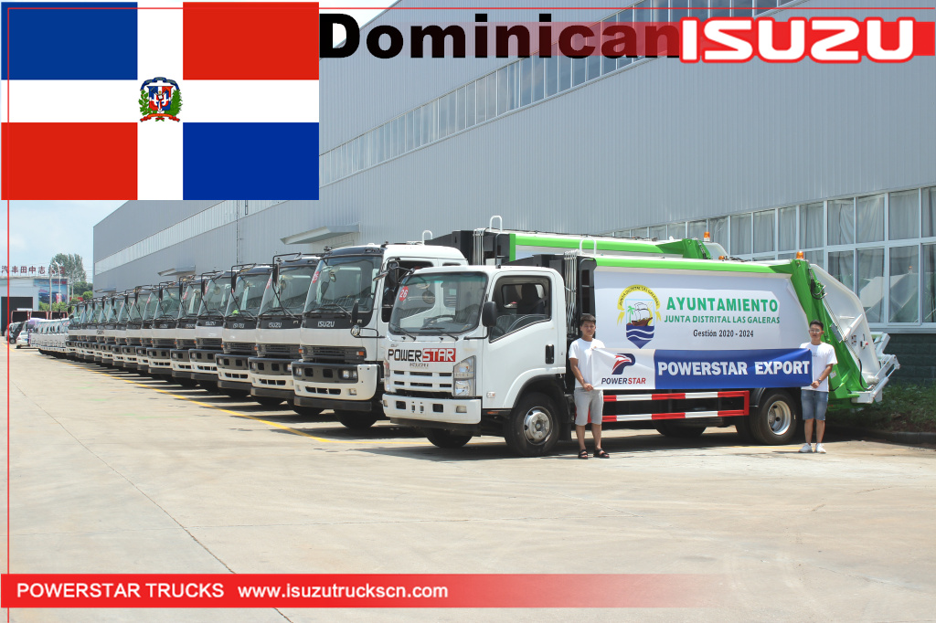 الدومينيكان ايسوزو محمل الخلفي النفايات جمع النفايات البلدية الصرف الصحي شاحنة ضاغطة