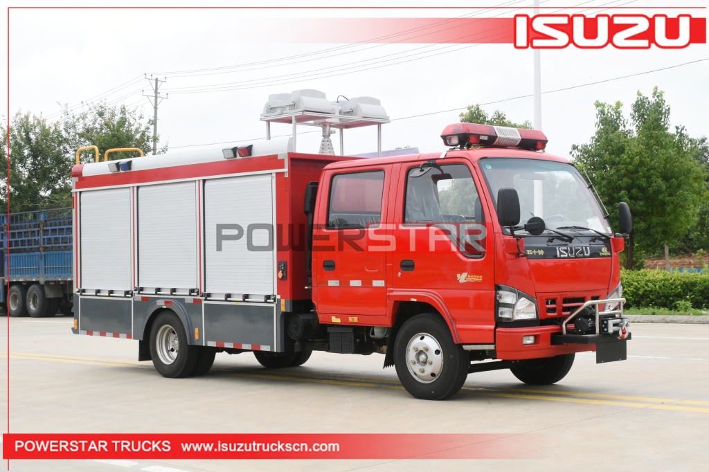 Cambodia ISUZU ELF Rescue Escape Emergency Water Foam Fire Engine 4X2 Water Fire Truck