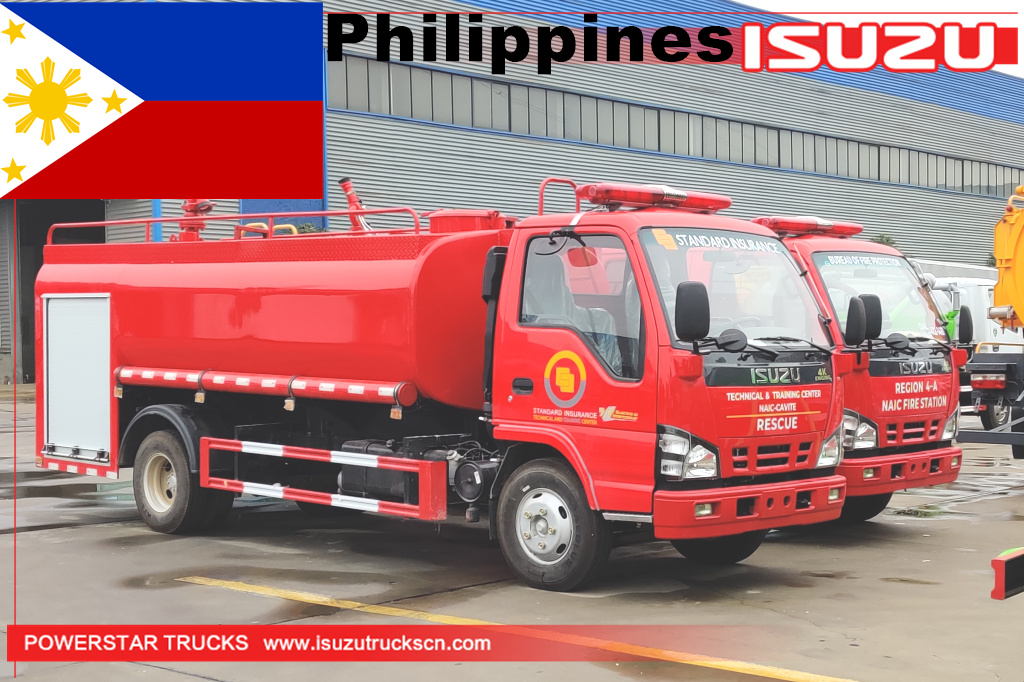 الفلبين ايسوزو NKR 600p 2tons المياه رغوة النار شاحنة الإنقاذ مضخة النار المحرك