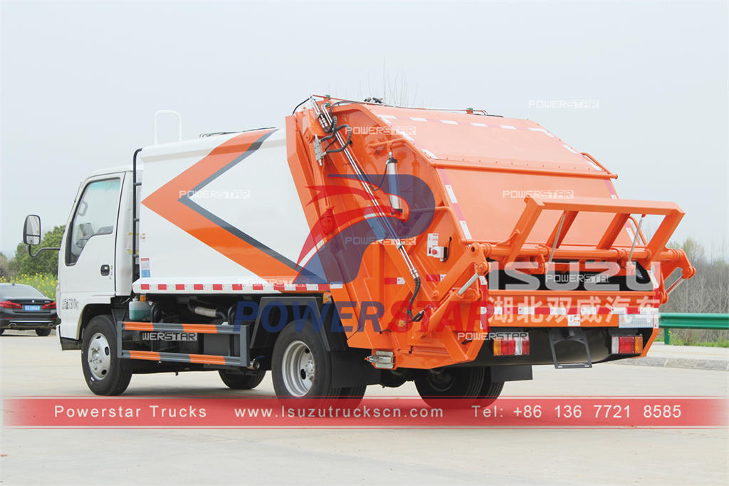 ISUZU 4 × 2 6CBM شاحنة القمامة الضاغطة