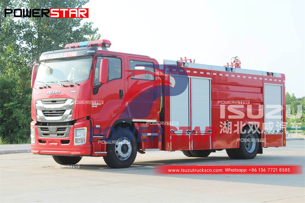 سعر جيد ايسوزو جيجا 380HP 8000 لتر شاحنة إطفاء خزان المياه للبيع