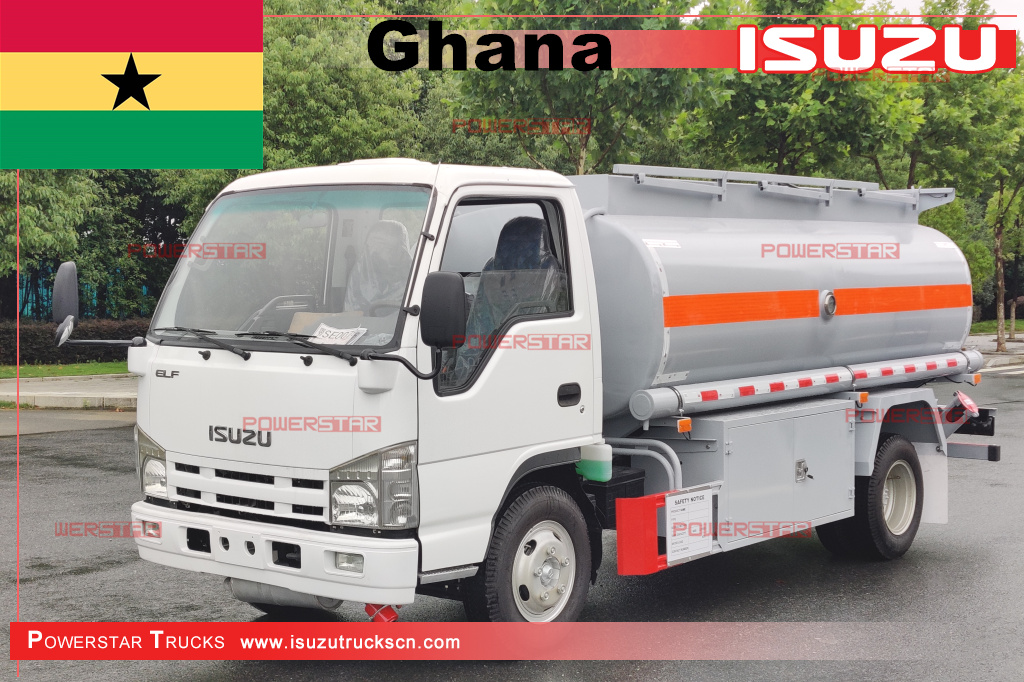 غانا ايسوزو NKR 5000 لتر خزان الوقود شاحنة خزان الوقود شاحنة صهريج وقود للبيع