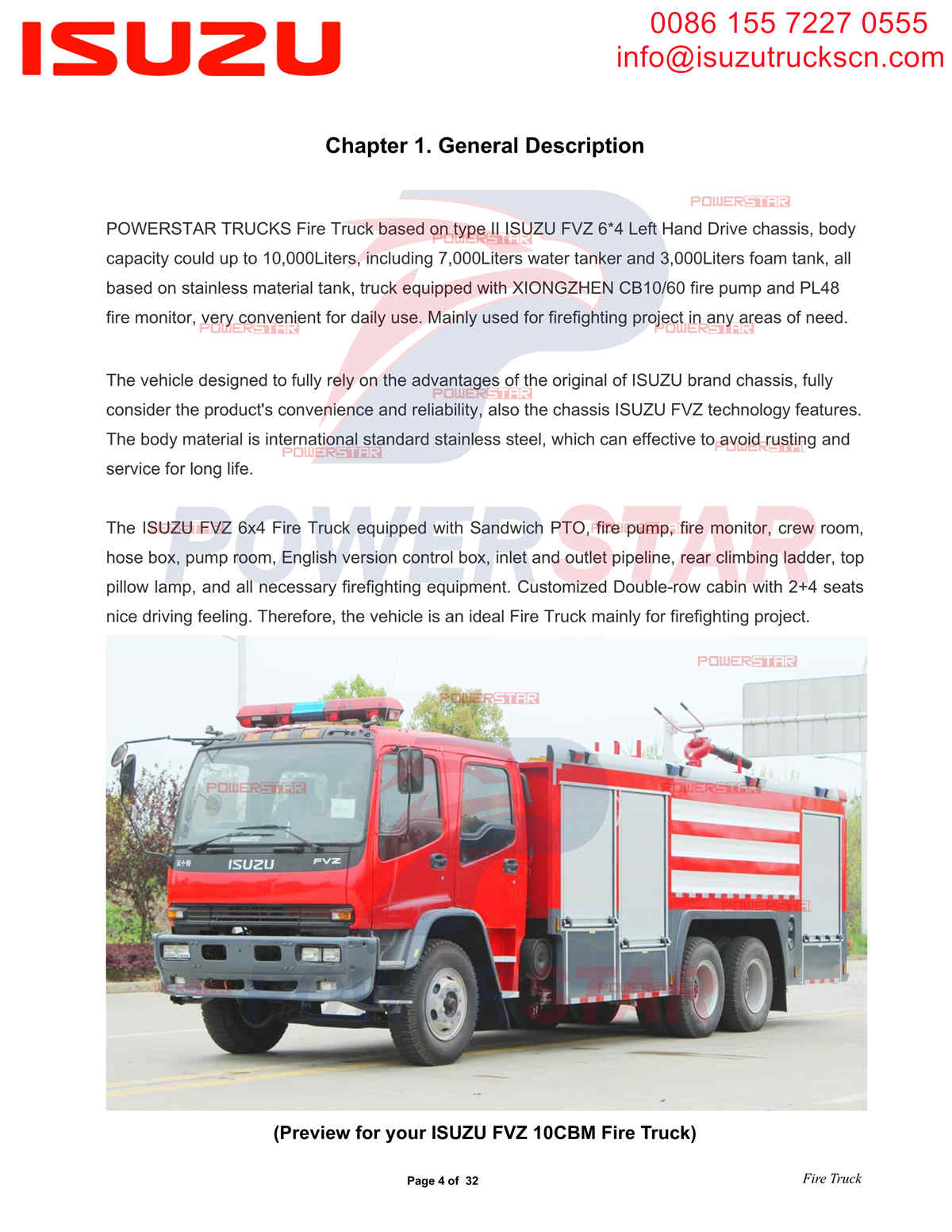 تصدير POWERSTAR ISUZU FVZ Fire Truck إفريقيا