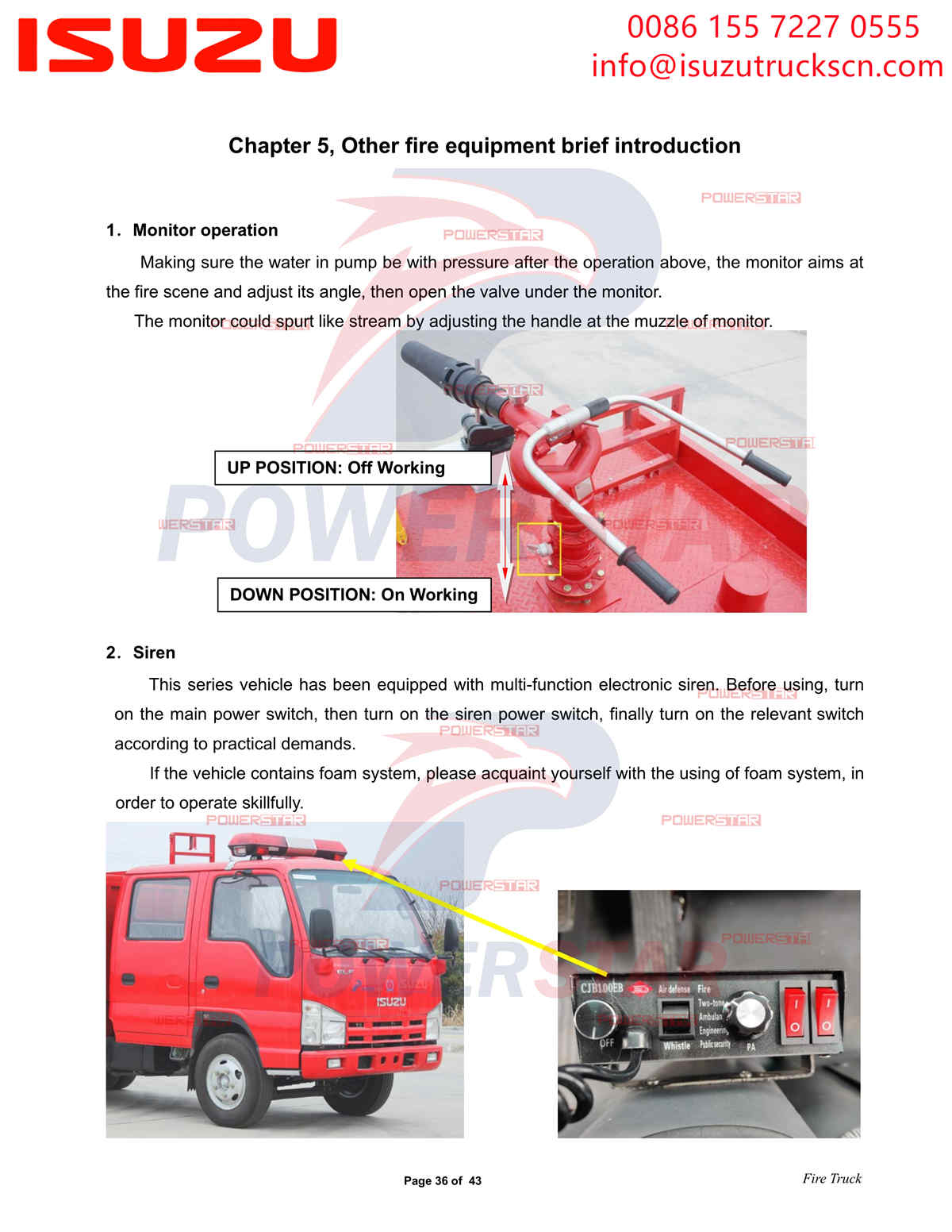 تصدير POWERSTAR ISUZU 100P Water & Foam Fire Truck ألبانيا