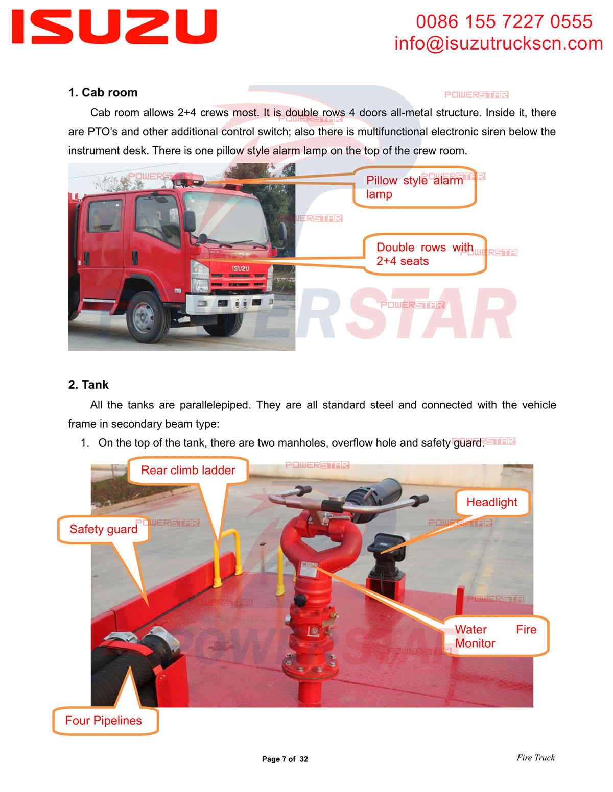 دليل POWERSTAR ISUZU Fire Truck تصدير سيراليون