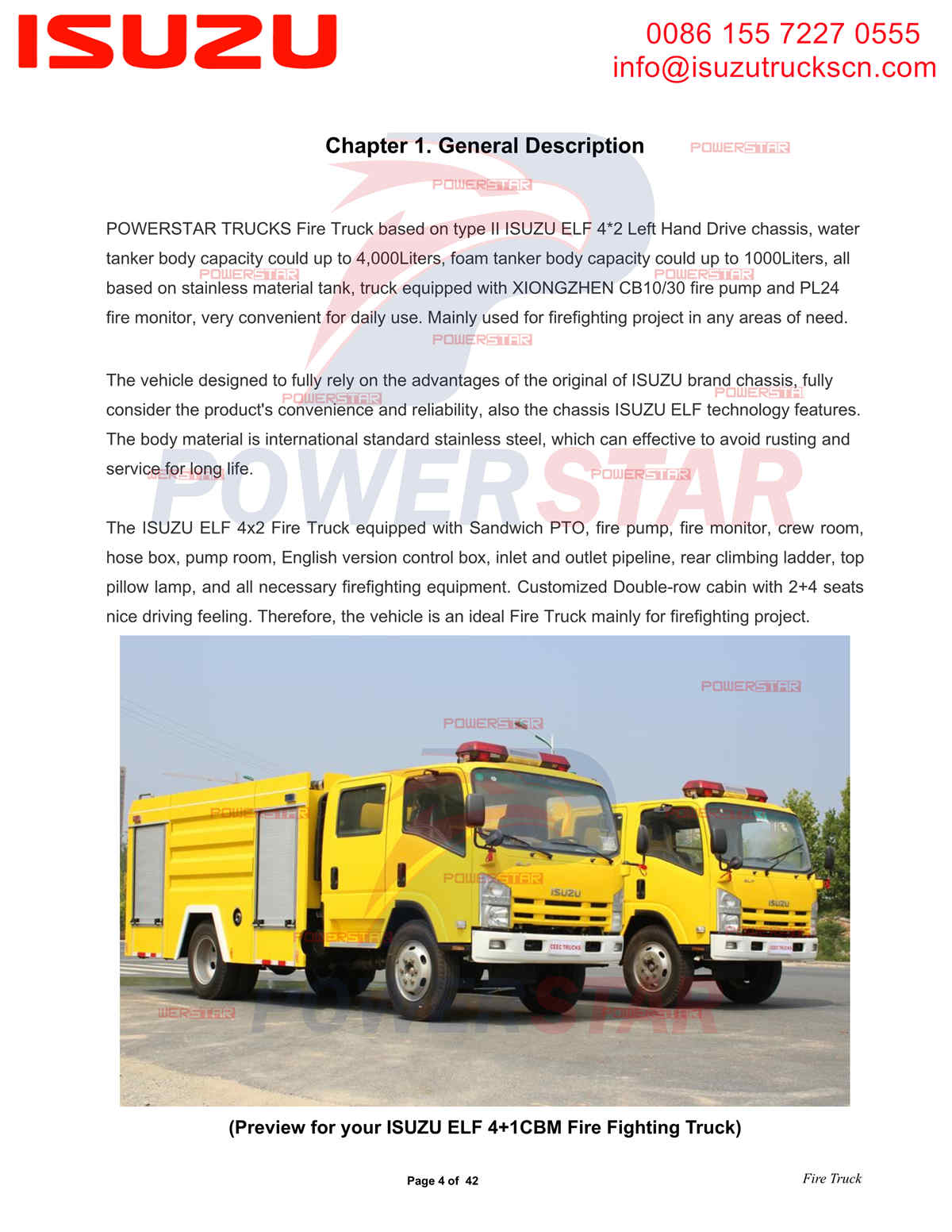 تصدير POWERSTAR ISUZU ELF Water & Foam Fire Truck إلى دبي