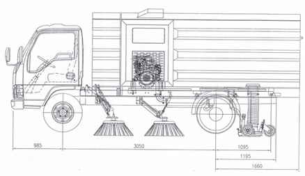 الرسم الفني لشاحنة الكنس الميكانيكية ذات العلامة التجارية Isuzu