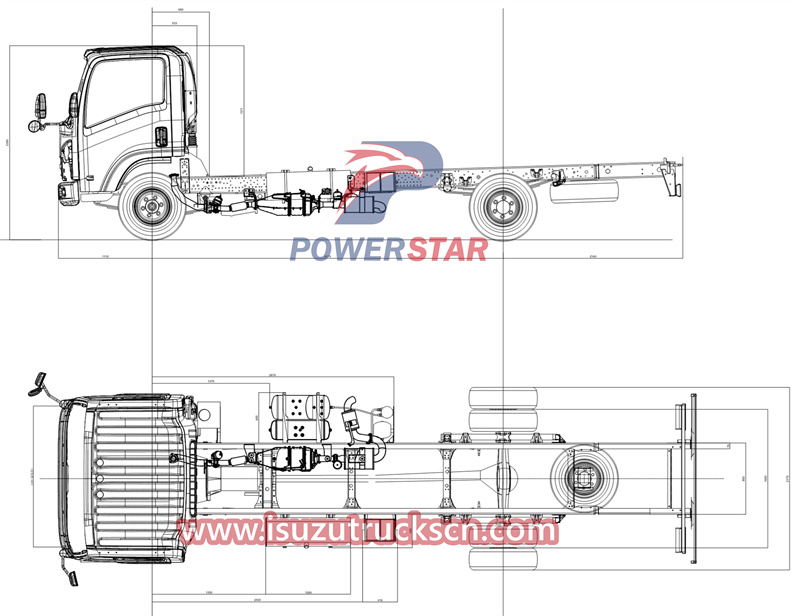 الرسومات الفنية لهيكل Isuzu 700P بقاعدة عجلات 4175 مم