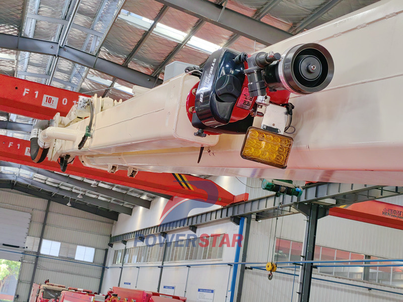 Isuzu GIGA fire truck with mounted high reach extendable turret