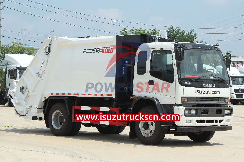 Isuzu FTR republic services rear loader compactor truck