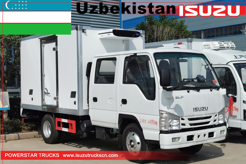 أوزبكستان - شاحنة مبردة مزدوجة المقصورة ايسوزو
