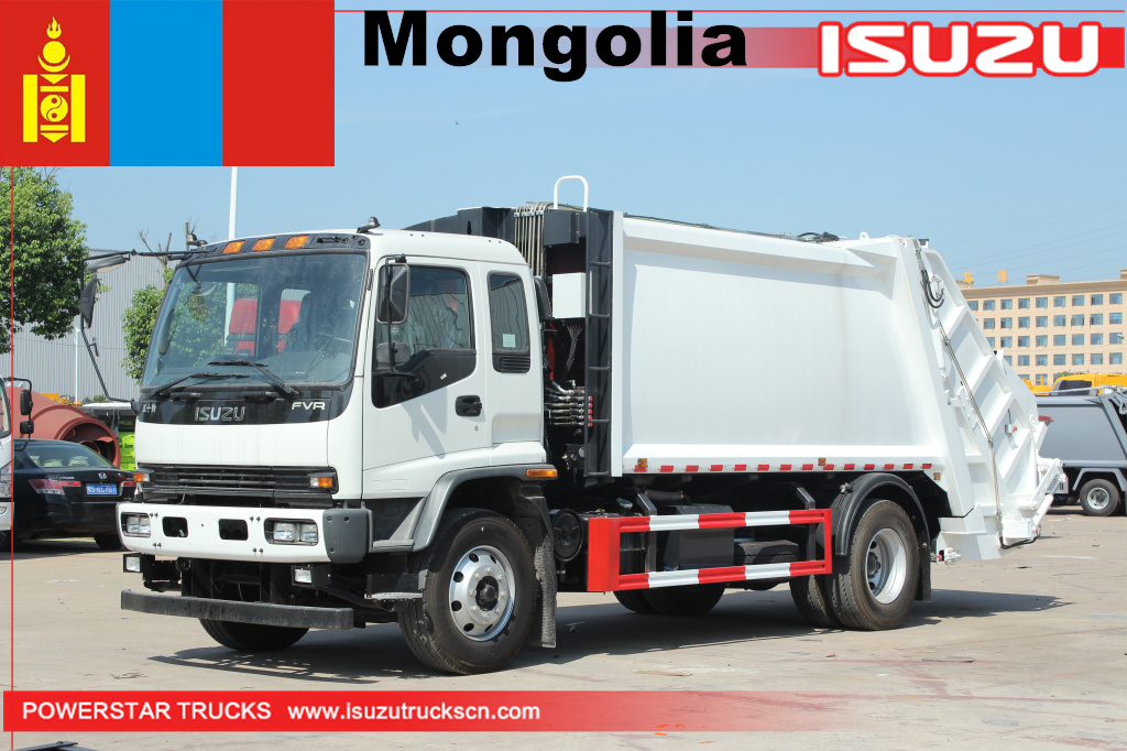 منغوليا - 1 وحدة ايسوزو FVR شاحنة لجمع القمامة مضغوطة
