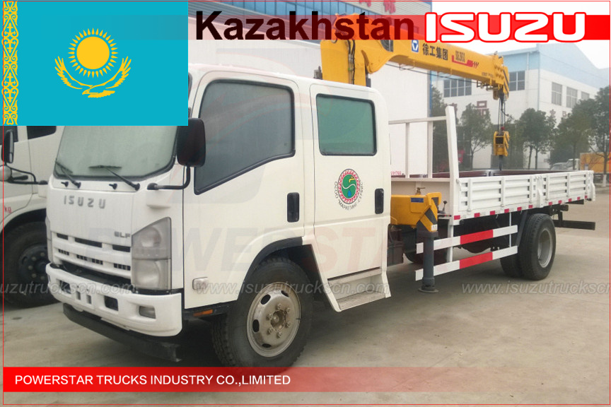double cabin isuzu truck crane ل كازاخستان