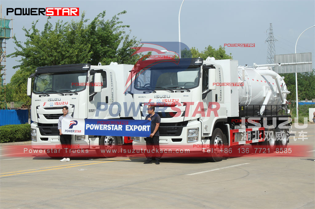 ايسوزو جيجا 12000L شاحنة فراغ مع مورو PM110W مضخة تصدير الفلبين وميانمار يانغون
