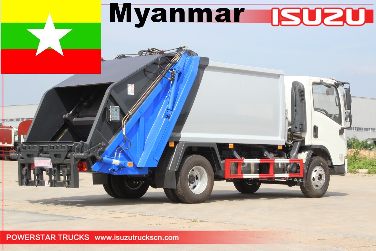 ميانمار - 1 وحدة ايسوزو العودة تحميل شاحنة القمامة الضاغطة