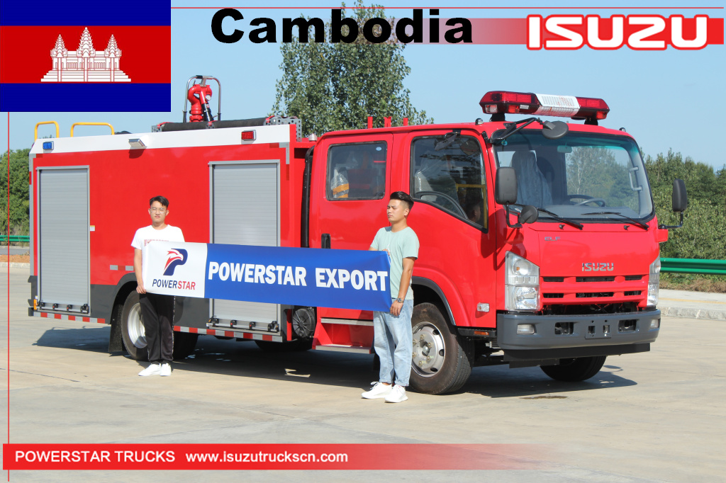 كمبوديا - 1 وحدة ايسوزو شاحنة إطفاء مياه الإنقاذ
