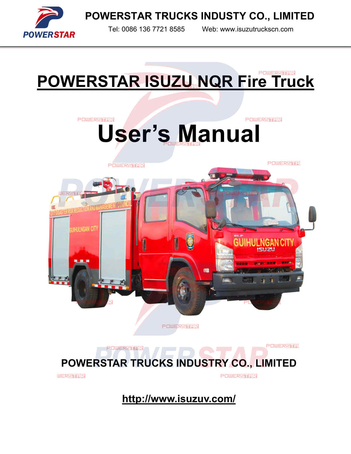 دليل المستخدم لشاحنات مكافحة الحرائق الفلبين دافاو ايسوزو NQR 190HP